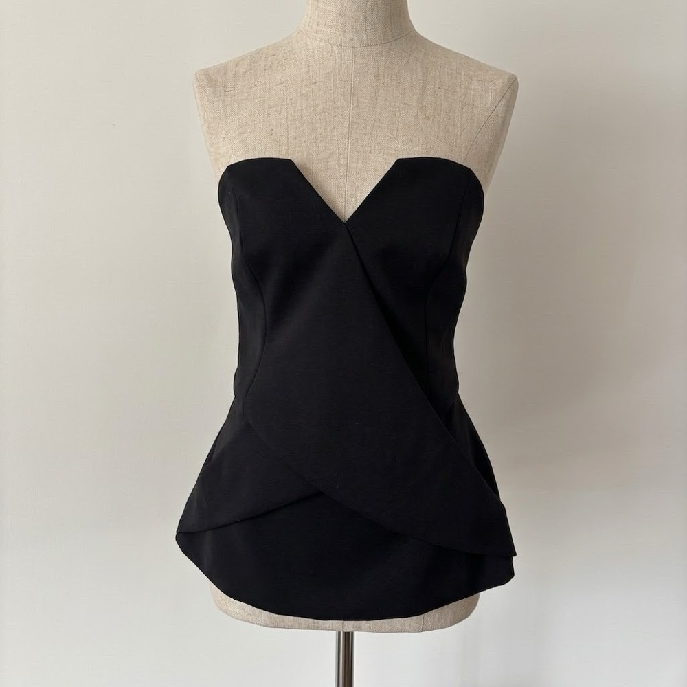 Finders Keepers Black Strapless Tuxedo Top Women's M Occasion Minimalist Holiday